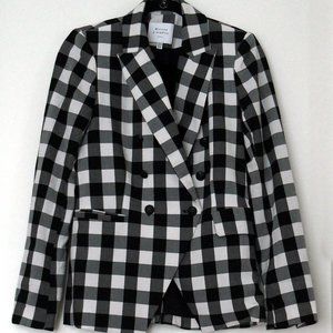 Maison d'Amelie Black White Double Breasted Checkered Blazer XS